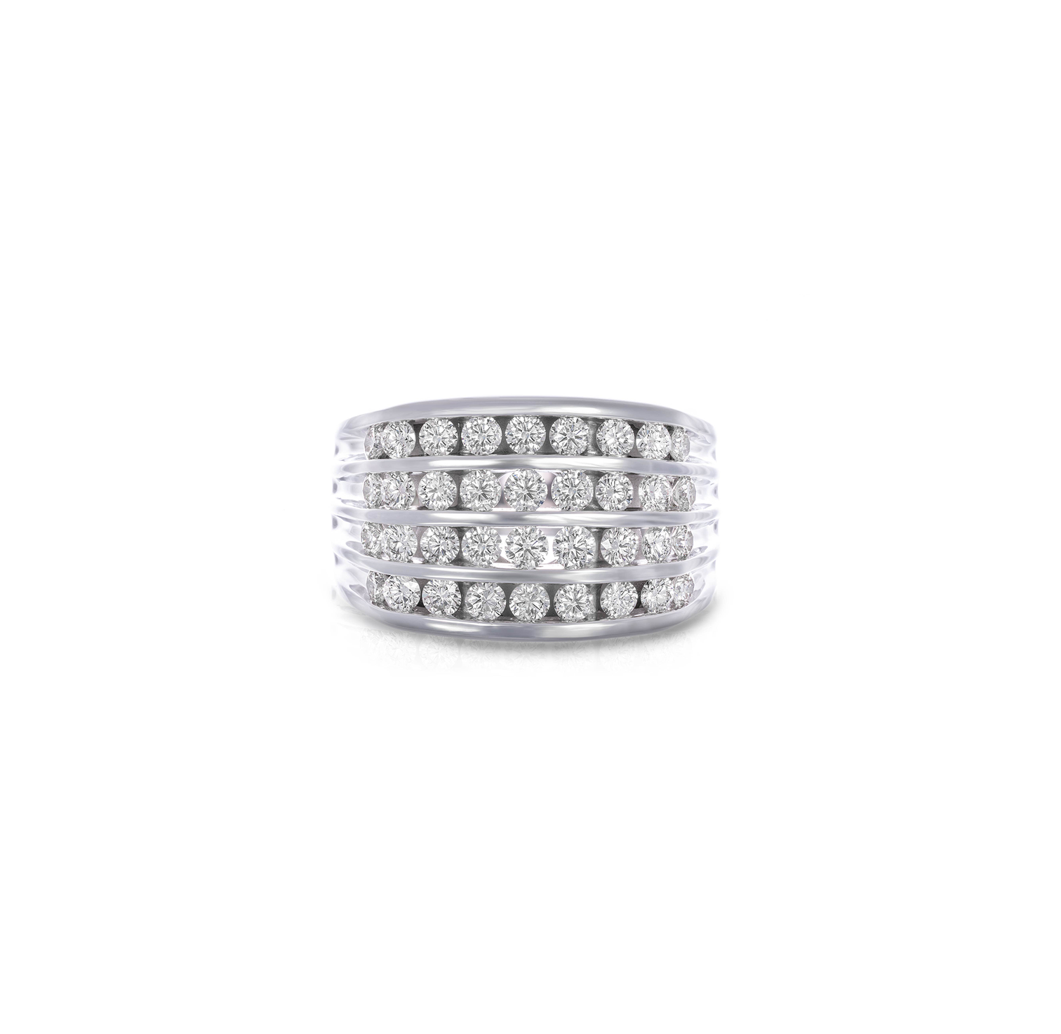 Sabel Collection White Gold 4 Row Diamond Men's Ring